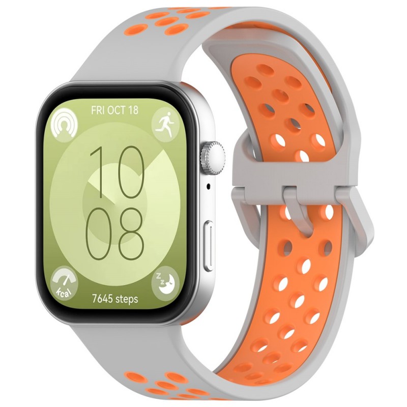 Ανταλλακτικό λουράκι Dual Color QuickFit Huawei Watch Fit 3 / 4 / 4 Pro Silicone Grey / Orange