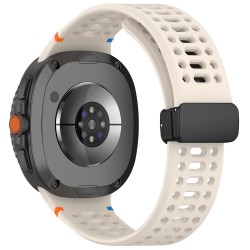 Ανταλλακτικό λουράκι Breathable Silicone Magnetic Strap για Samsung Galaxy Watch 8 / Classic Beige