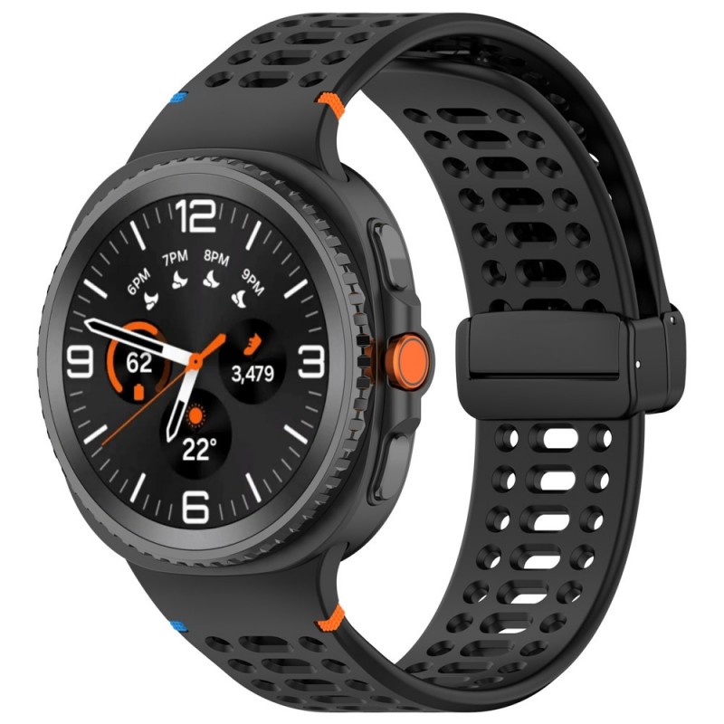 Ανταλλακτικό λουράκι Breathable Silicone Magnetic Strap για Samsung Galaxy Watch 8 / Classic Black