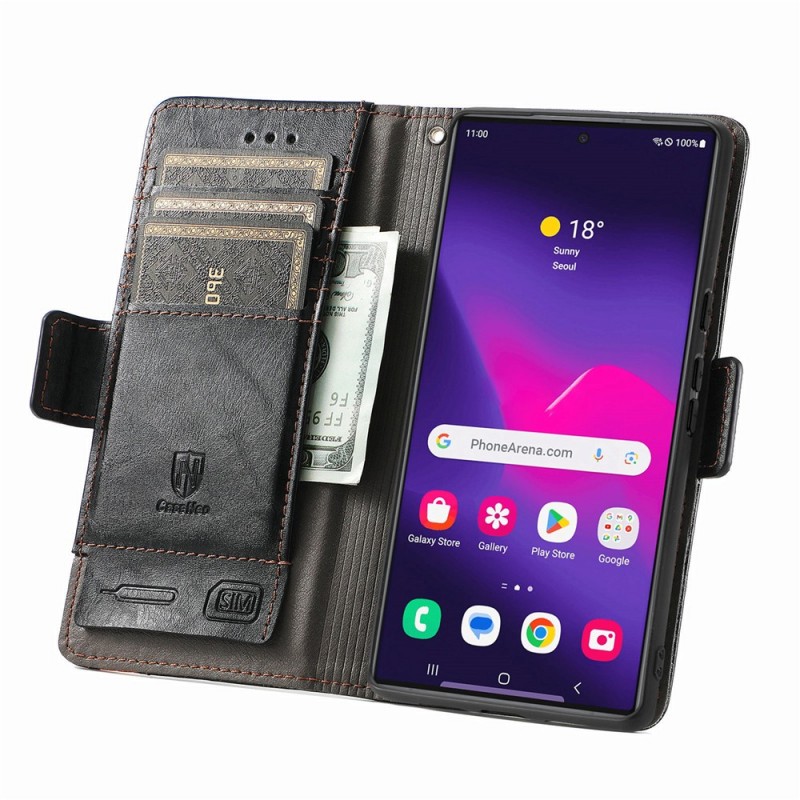 Θήκη Leather Card Holder Cover Stand Samsung Galaxy S24 Ultra 5G S928 Black