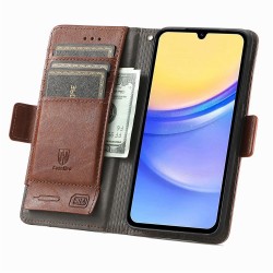 Θήκη Leather Card Holder Cover Stand Samsung Galaxy S24 Ultra 5G S928 Brown