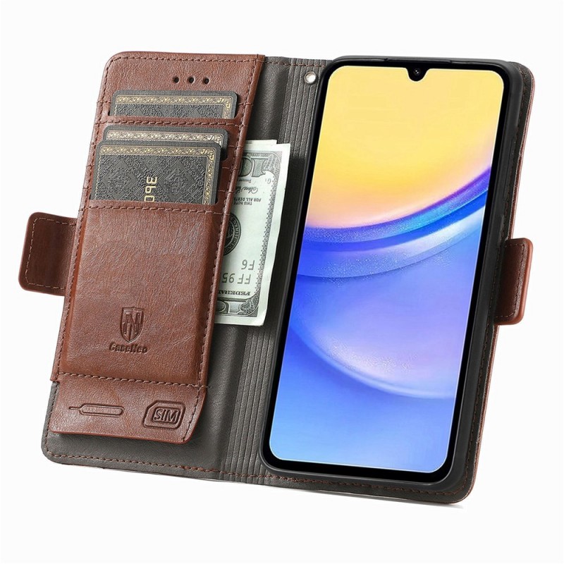 Θήκη Leather Card Holder Cover Stand Samsung Galaxy S24 Ultra 5G S928 Brown