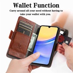Θήκη Leather Card Holder Cover Stand Samsung Galaxy S24 Ultra 5G S928 Brown