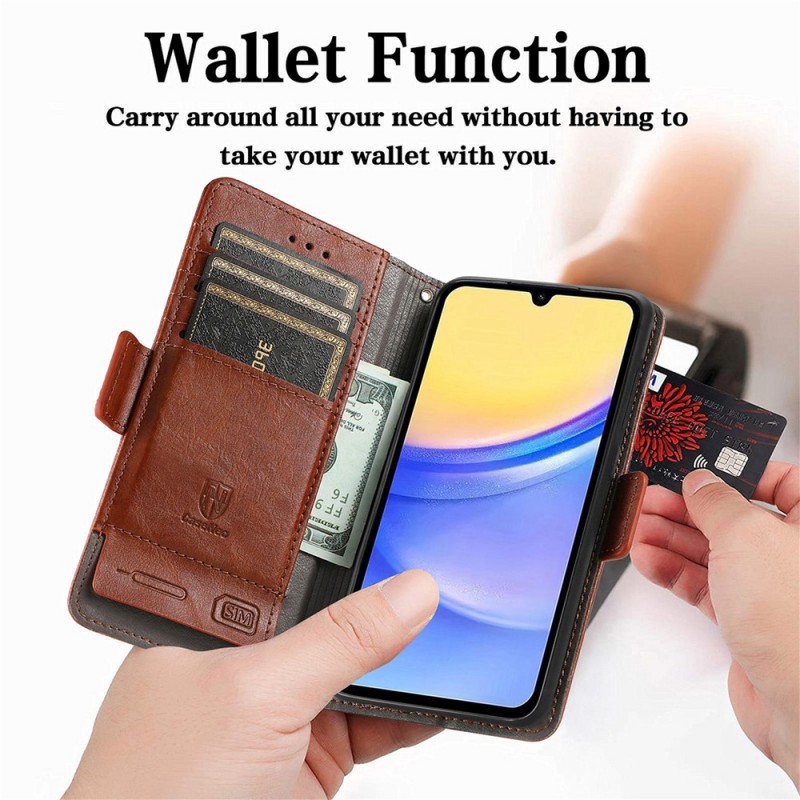 Θήκη Leather Card Holder Cover Stand Samsung Galaxy S24 Ultra 5G S928 Brown