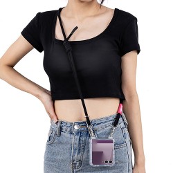 Θήκη Airbag Hinge Cover with Black Strap Samsung Galaxy Z Flip7 SM-F766 5G Transparent
