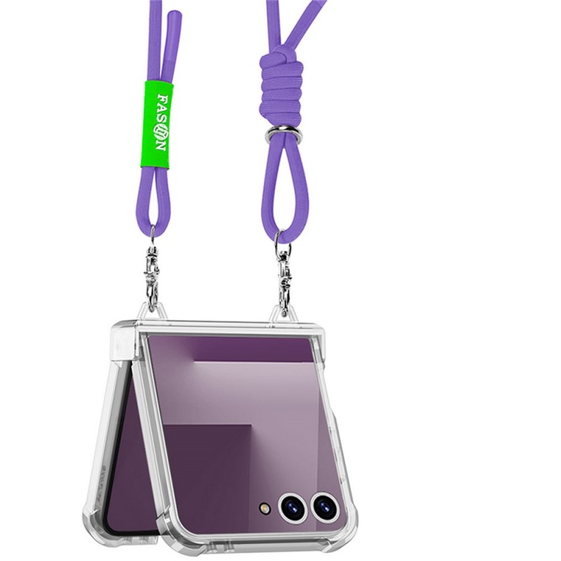 Θήκη Airbag Hinge Cover with Black Strap Samsung Galaxy Z Flip7 SM-F766 5G Transparent