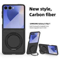 Θήκη Carbon Fiber with Magnetic Ring Bracket Samsung Galaxy Z Flip7 SM-F766 5G Black
