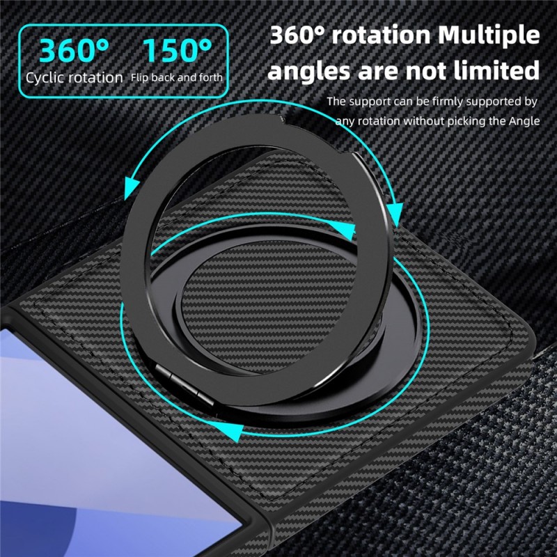 Θήκη Carbon Fiber with Magnetic Ring Bracket Samsung Galaxy Z Flip7 SM-F766 5G Black