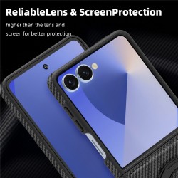 Θήκη Carbon Fiber with Magnetic Ring Bracket Samsung Galaxy Z Flip7 SM-F766 5G Black