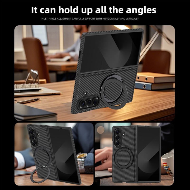 Θήκη Carbon Fiber Magsafe Magnetic Bracket Cover Samsung Galaxy Z Fold7 5G SM-F966 Black