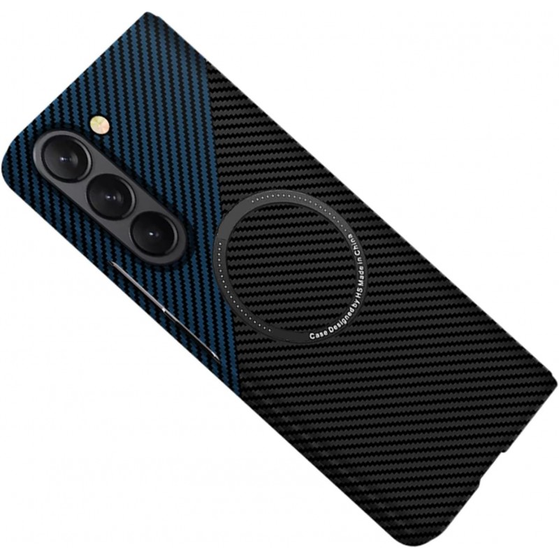 Θήκη Carbon Aramid Fiber Magsafe Cover Dual Color Samsung Galaxy Z Fold7 5G SM-F966 Black/Blue Θήκη Carbon Aramid Fiber Magsafe Cover Dual Color Samsung Galaxy Z Fold7 5G SM-F966 Black/Blue