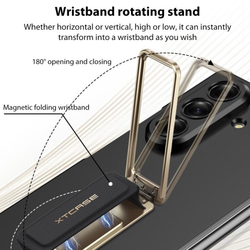 Θήκη Integrated Ultra Thin Full Cover Wristband Phone Case with Rotating Bracket Samsung Galaxy Z Fold7 5G SM-F966 Titanium Grey
