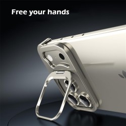 Θήκη Shockproof Frameless Metal Corner Cover with Stand & Camera Lens iPhone 17 Pro Max (6.9") Titanium