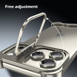 Θήκη Shockproof Frameless Metal Corner Cover with Stand & Camera Lens iPhone 17 Pro Max (6.9") Titanium