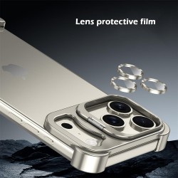Θήκη Shockproof Frameless Metal Corner Cover with Stand & Camera Lens iPhone 17 Pro Max (6.9") Titanium