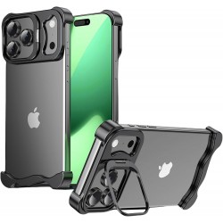 Θήκη Shockproof Frameless Metal Corner Cover with Stand & Camera Lens iPhone 17 Pro Max (6.9") Black