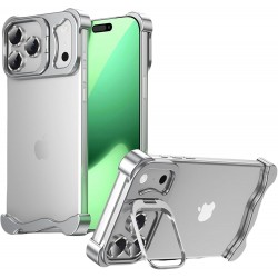 Θήκη Shockproof Frameless Metal Corner Cover with Stand & Camera Lens iPhone 17 Pro Max (6.9") Silver Θήκη Shockproof Frameless Metal Corner Cover with Stand & Camera Lens iPhone 17 Pro Max (6.9") Silver