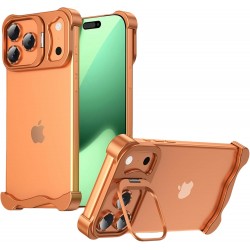 Θήκη Shockproof Frameless Metal Corner Cover with Stand & Camera Lens iPhone 17 Pro Max (6.9") Orange