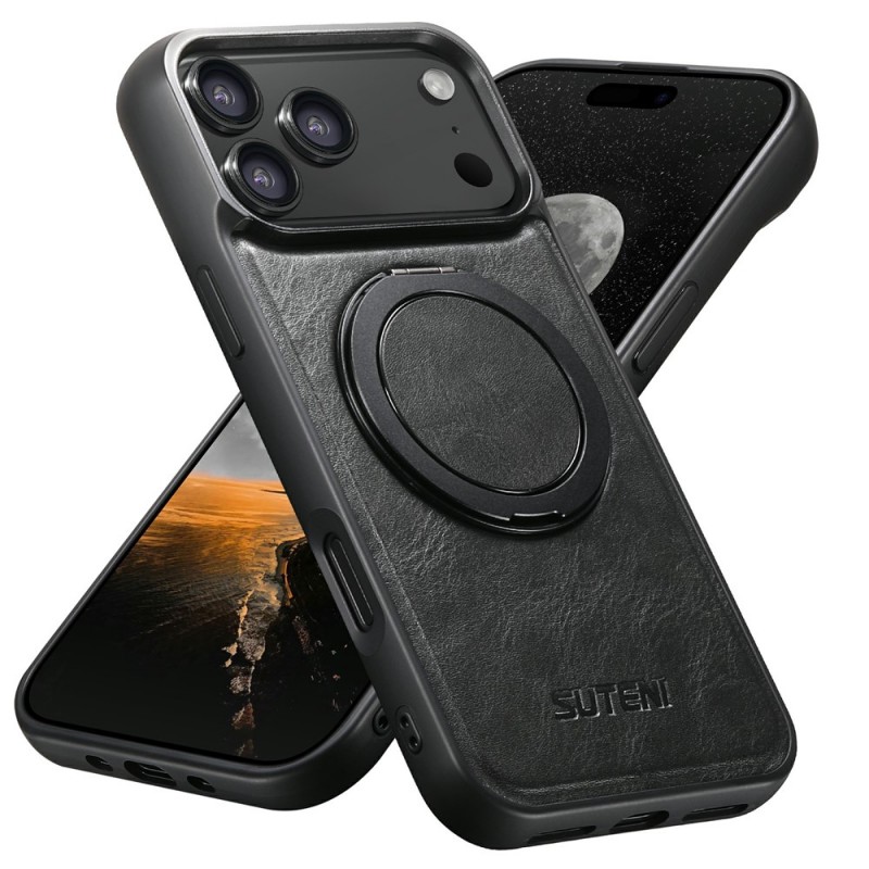 Θήκη Suteni G3 Leather Rotating Kickstand Cover iPhone 17 Pro Max (6.9") Black