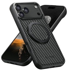 Θήκη Suteni G3 Carbon Fiber Rotating Kickstand Cover iPhone 17 Pro Max (6.9") Black