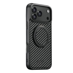 Θήκη Suteni G3 Carbon Fiber Rotating Kickstand Cover iPhone 17 Pro Max (6.9") Black