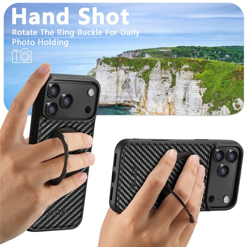 Θήκη Suteni G3 Carbon Fiber Rotating Kickstand Cover iPhone 17 Pro Max (6.9") Black