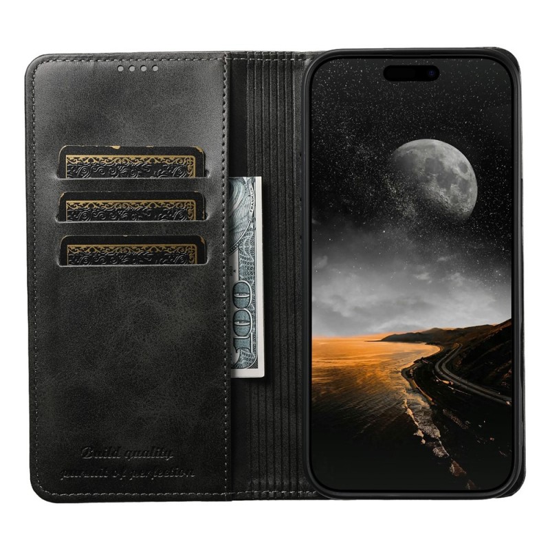Θήκη Suteni Leather Wallet Stand iPhone 17 Pro Max (6.9") Black