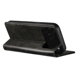 Θήκη Suteni Leather Wallet Stand iPhone 17 Pro Max (6.9") Black