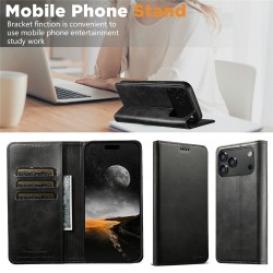 Θήκη Suteni Leather Wallet Stand iPhone 17 Pro Max (6.9") Black