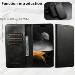 Θήκη Suteni Leather Wallet Stand iPhone 17 Pro Max (6.9") Black