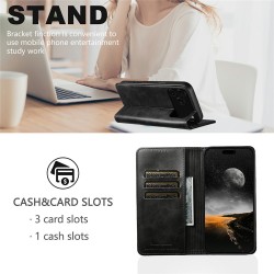 Θήκη Suteni Leather Wallet Stand iPhone 17 Pro Max (6.9") Black