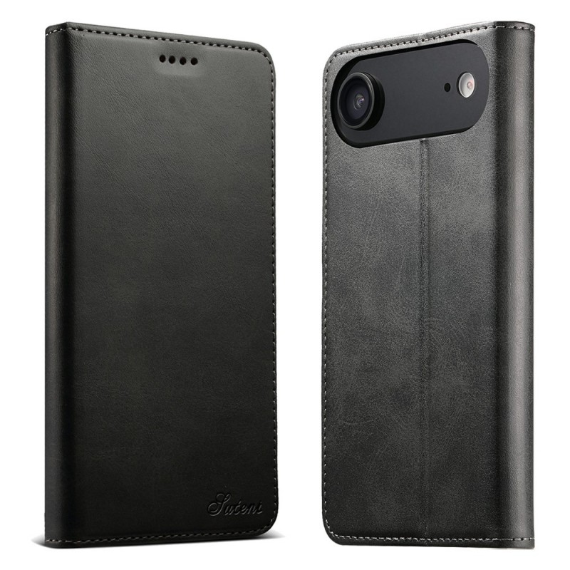 Θήκη Suteni Leather Wallet Stand iPhone Air (6.5") Black