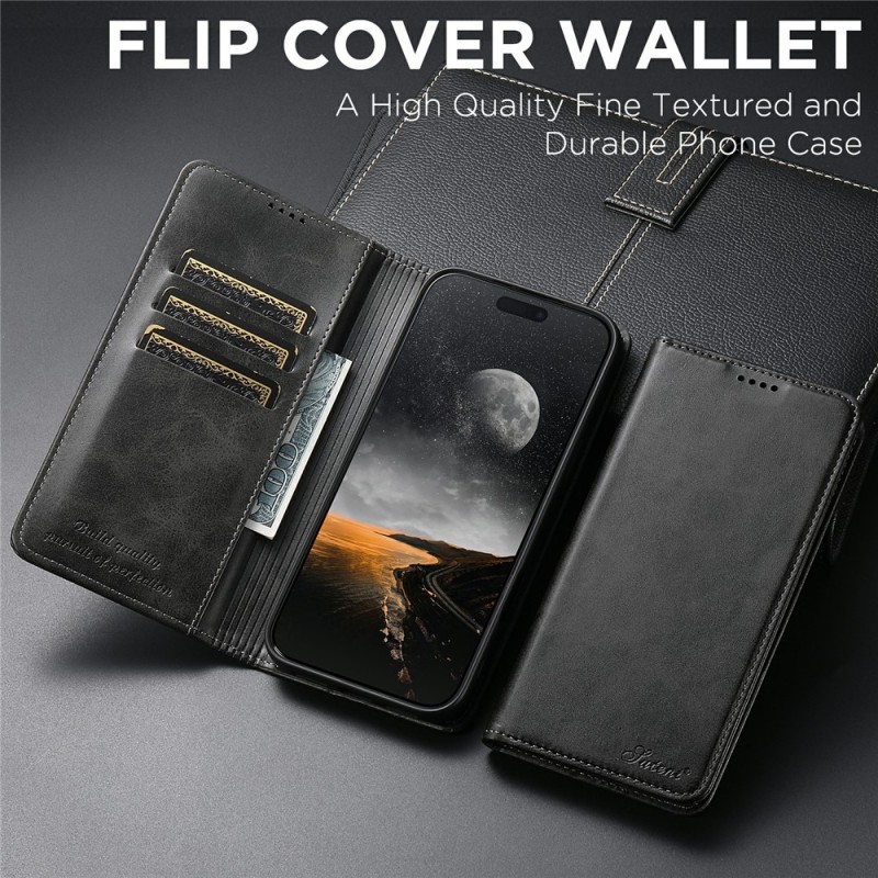 Θήκη Suteni Leather Wallet Stand iPhone Air (6.5") Black