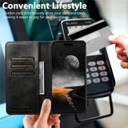 Θήκη Suteni Leather Wallet Stand iPhone Air (6.5") Black