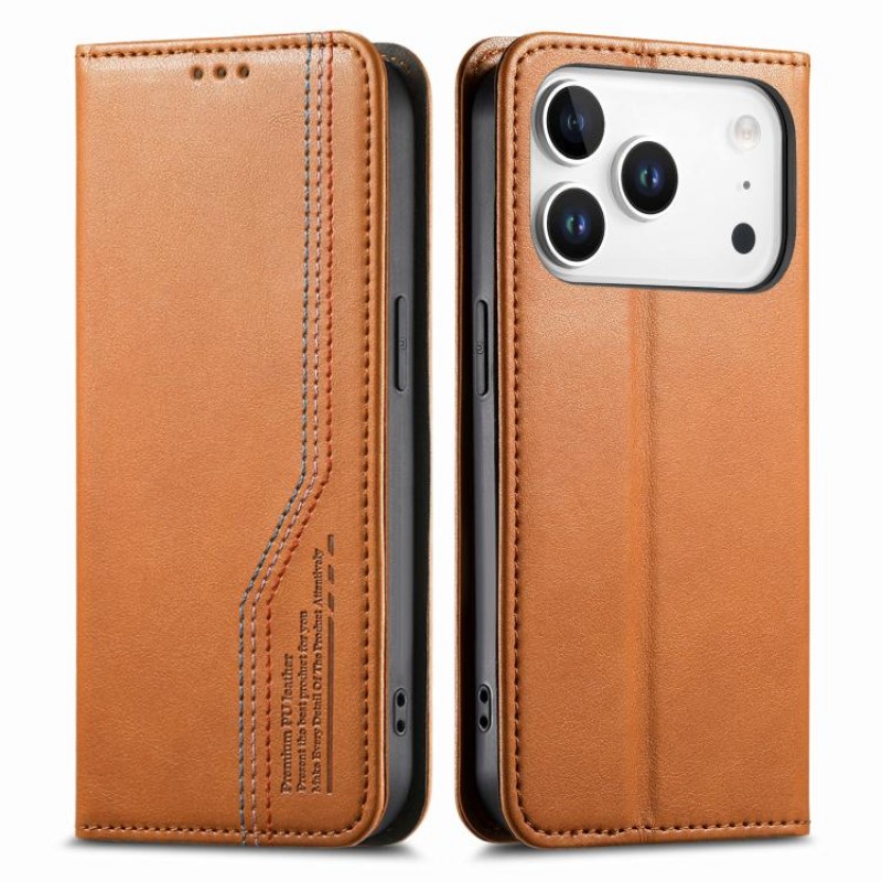 Θήκη Leather Elastic Magnetic Cover iPhone 17 Pro Max (6.9") Brown