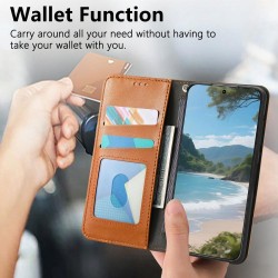 Θήκη Leather Elastic Magnetic Cover iPhone 17 Pro Max (6.9") Brown