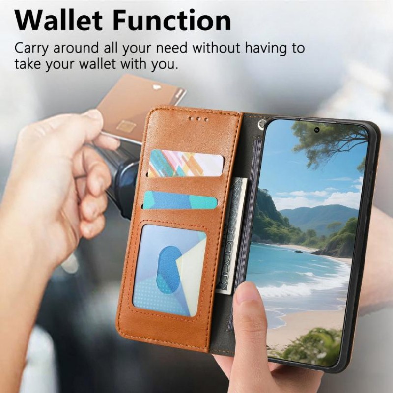 Θήκη Leather Elastic Magnetic Cover iPhone 17 Pro Max (6.9") Brown
