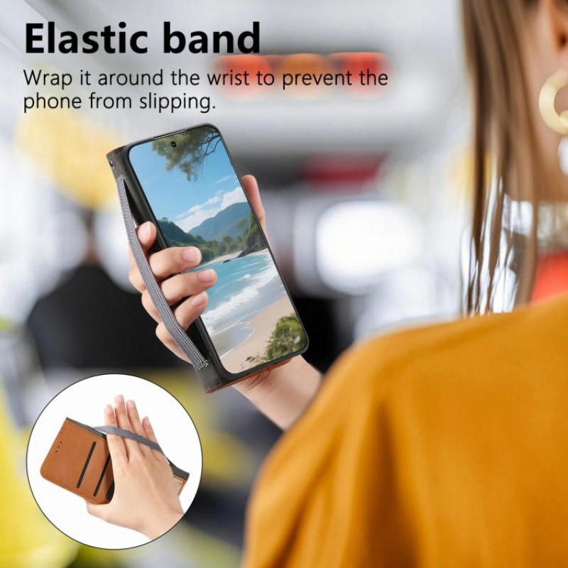 Θήκη Leather Elastic Magnetic Cover iPhone 17 Pro Max (6.9") Brown