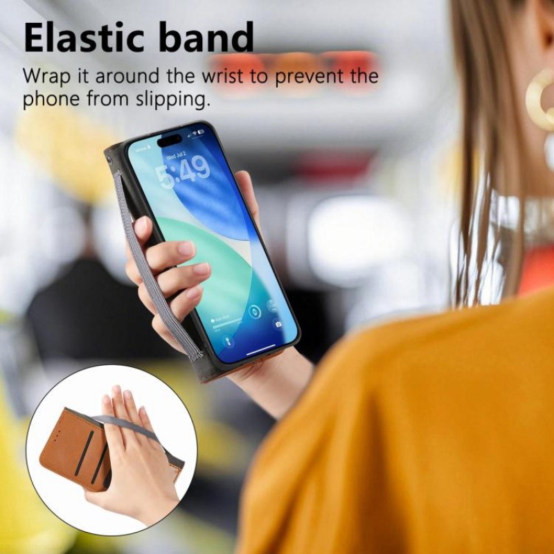 Θήκη Leather Elastic Magnetic Cover iPhone Air (6.5") Brown