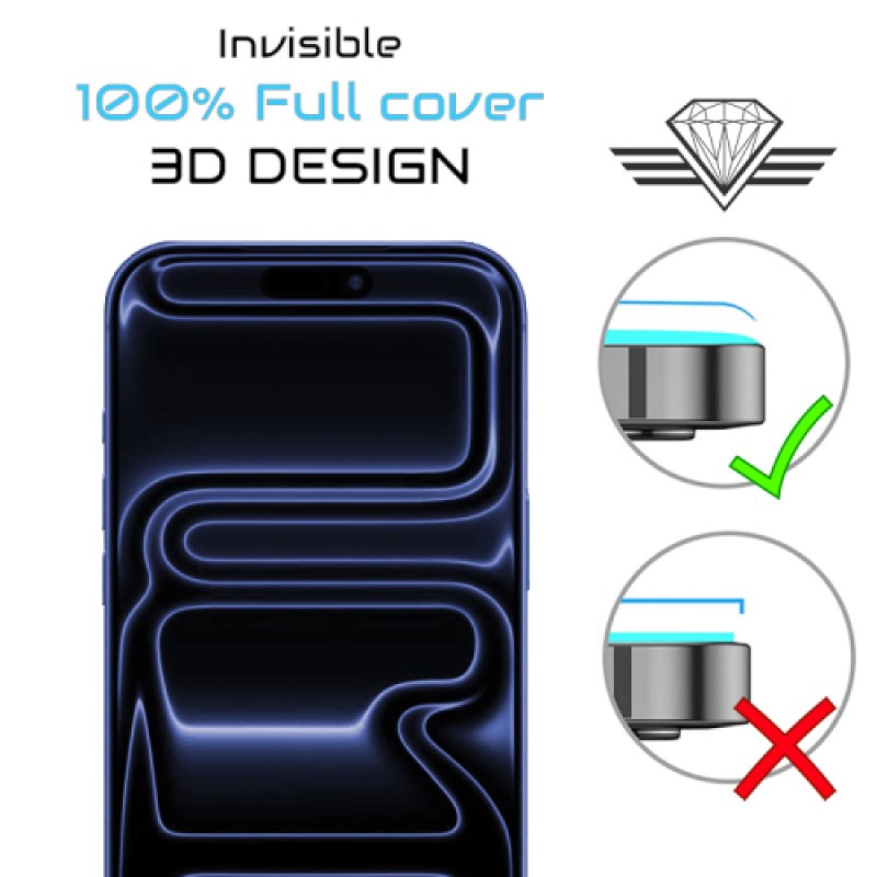 Γυαλί Προστασίας Full Face Glass 3D Diamond Apple iPhone 17 Pro Max (6.9") Borderless Glass 9H AntiCrash / AntiShock / Anti-Dust Black