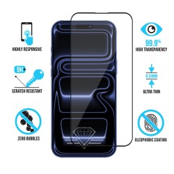 Γυαλί Προστασίας Full Face Glass 3D Diamond Apple iPhone 17 Pro Max (6.9") Borderless Glass 9H AntiCrash / AntiShock / Anti-Dust Black