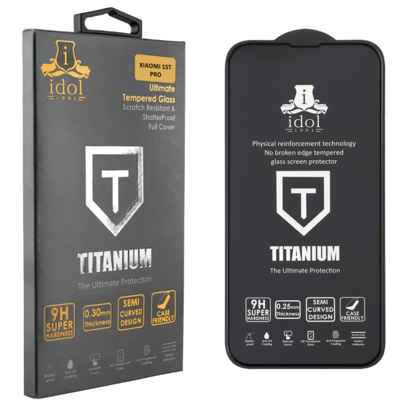 Γυαλί Προστασίας IDOL 1991 Titanium Xiaomi 15T Pro Tempered Glass 9H AntiCrash / AntiShock Full Glue Black 