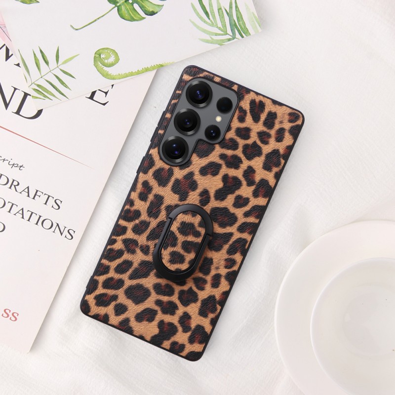 Θήκη Leather Folding Bracket Animal Print Cover Samsung Galaxy S24 Ultra 5G S721 Leopard
