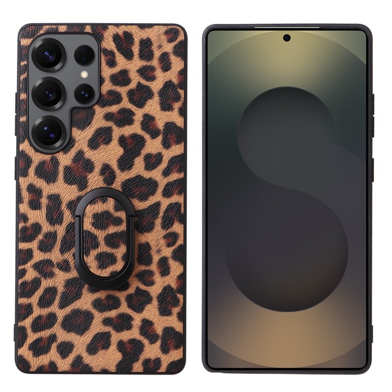 Θήκη Leather Folding Bracket Animal Print Cover Samsung Galaxy S24 Ultra 5G S721 Leopard
