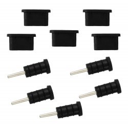 Σετ Καλύμματα Προστασίας για Θύρα USB-C & 3.5mm AK327 (10τμχ) Black