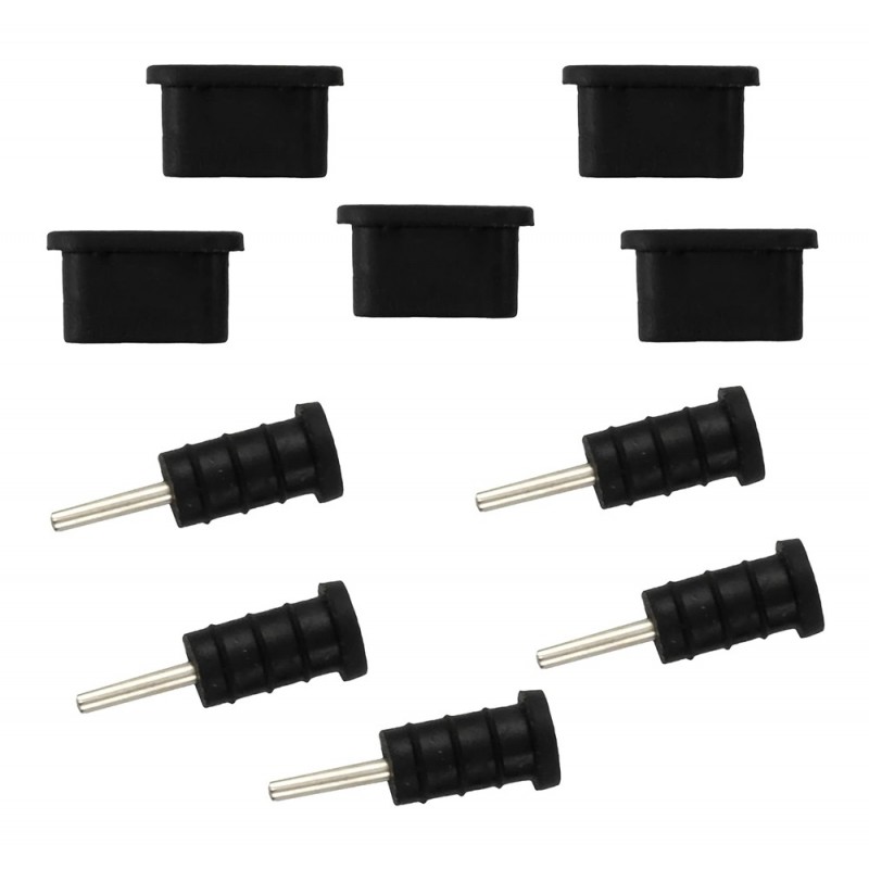 Σετ Καλύμματα Προστασίας για Θύρα USB-C & 3.5mm AK327 (10τμχ) Black