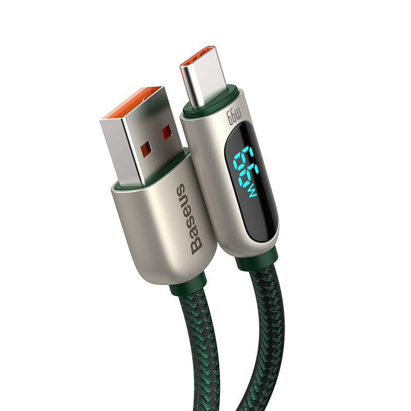 Καλώδιο Data Baseus USB σε USB-C με Οθόνη 66W 1m (CASX020006) Green