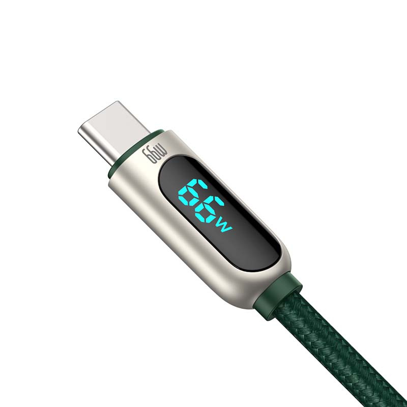 Καλώδιο Data Baseus USB σε USB-C με Οθόνη 66W 1m (CASX020006) Green