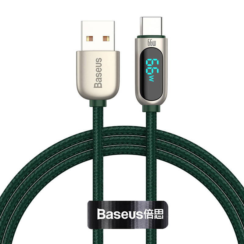 Καλώδιο Data Baseus USB σε USB-C με Οθόνη 66W 1m (CASX020006) Green