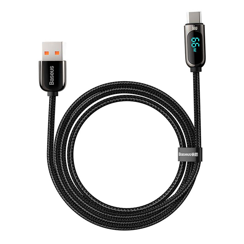 Καλώδιο Data Baseus USB σε USB-C με Οθόνη 66W 2m (CASX020101) Black